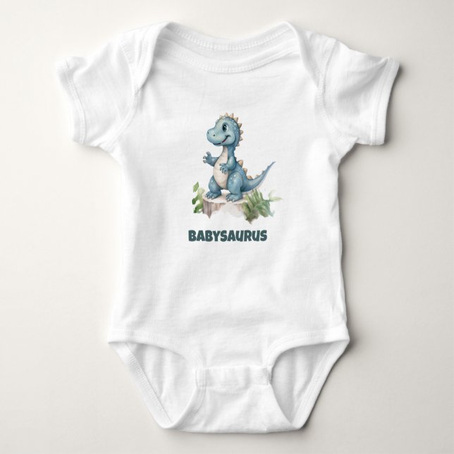 Funny Niedlich Watercolor Dinosaurier Personalisie Baby Strampler (Vorderseite)
