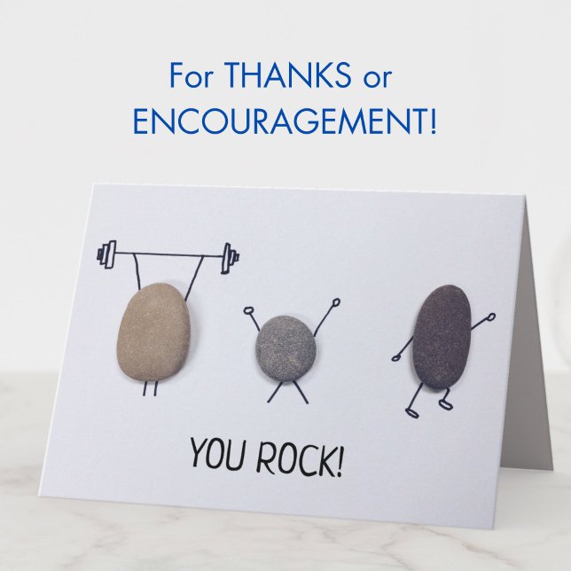 Funny Niedlich "You Rock" Ermutigung oder Dank Puf Karte (A fun pun "You Rock!" card for thanks, encouragement, or just because. Blank inside.)