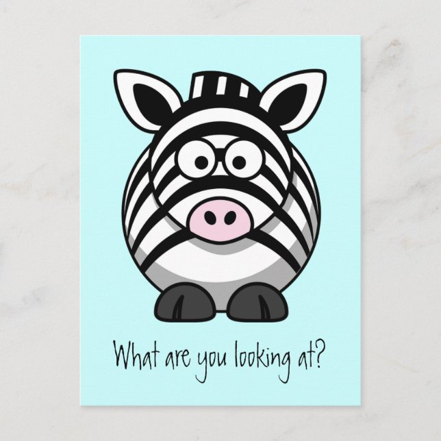Funny Niedlich Zebra Postcard Postkarte (Vorderseite)