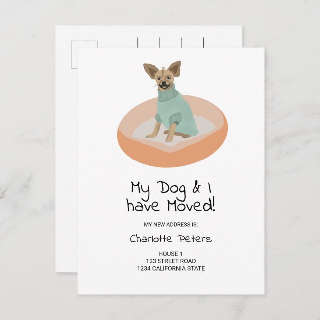 Funny niedliche chihuaha Hundeillustrierung bewegt Ankündigungspostkarte (Vorne/Hinten)
