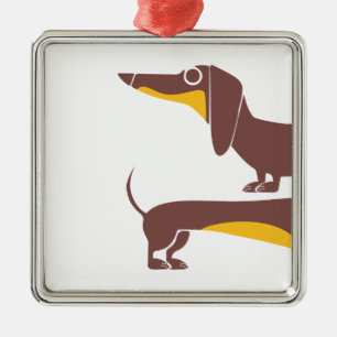 Funny niedliche Dackel für Langhundeeltern Ornament Aus Metall