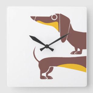 Funny niedliche Dackel für Langhundeeltern Quadratische Wanduhr