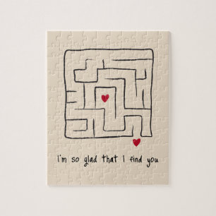 Funny Niedliche handgezogen Maze Valentine Geschen Puzzle