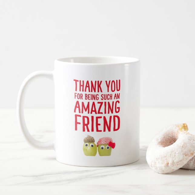 Funny niedliche vegan beste Freunde vielen Dank Ta Kaffeetasse (Mit Donut)