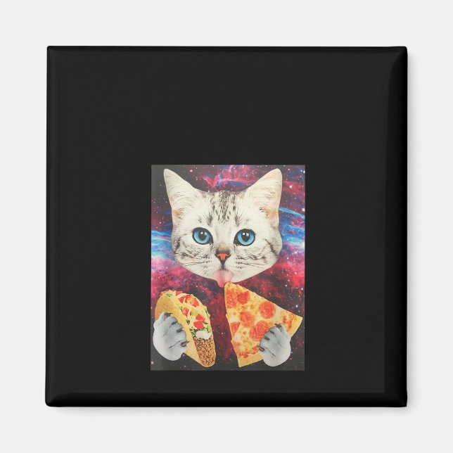 Funny Niedliche Weltraumgalaxie Cat Meme Pizza Tac Magnet (Vorne)