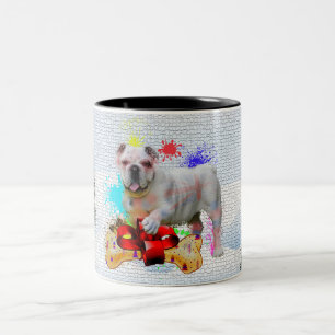 Funny, Niedlicher britischer Bulldog Yappy Weihnac Zweifarbige Tasse