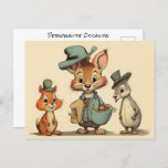 Funny Niedlicher Cartoon Tierkuriere jeder Art Postkarte<br><div class="desc">Die "Niedliche Cartoon Animal Couriers Deliver Any Occasion Postcard" ist eine bezaubernde und vielseitige Karte mit einem köstlichen Vintag inspirierten Design. Die Karte zeigt die bezaubernden Tierkuriere für Cartoon, die das besondere Geschenk liefern. Die Vintage Ästhetik verleiht der Karte eine zeitlose und nostalgische Anziehungskraft, die sie für verschiedene Anlässe und...</div>