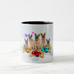 Funny, Niedlicher deutscher Schäferhund Dog Yappy Zweifarbige Tasse
