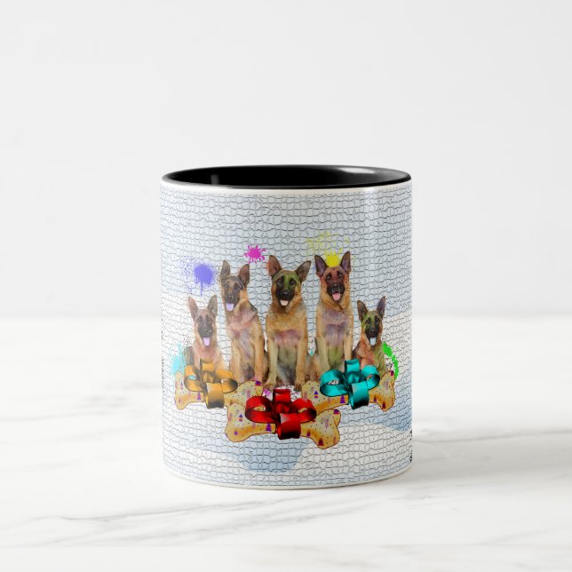 Funny, Niedlicher deutscher Schäferhund Dog Yappy  Zweifarbige Tasse (Mittel)