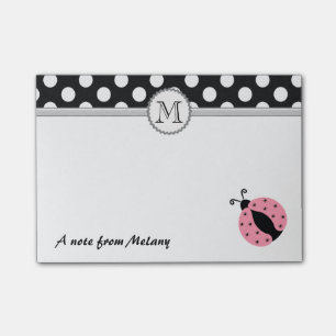 Funny niedlicher Girly Ladybugs polka dots monogra Post-it Klebezettel