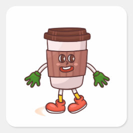 Funny Niedlicher Kaffee Quadratischer Aufkleber