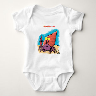 Funny niedlicher lila Cartoon Einsiedlerkrabbe Baby Strampler
