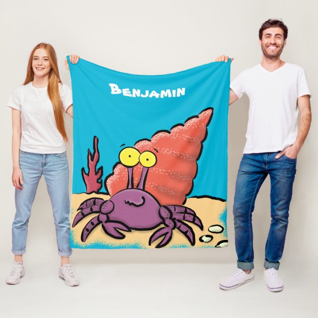 Funny niedlicher lila Cartoon Einsiedlerkrabbe Fleecedecke (Beispiel)