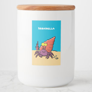 Funny niedlicher lila Cartoon Einsiedlerkrabbe Lebensmitteletikett