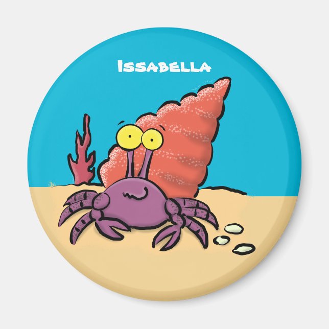Funny niedlicher lila Cartoon Einsiedlerkrabbe Magnet (Vorne)
