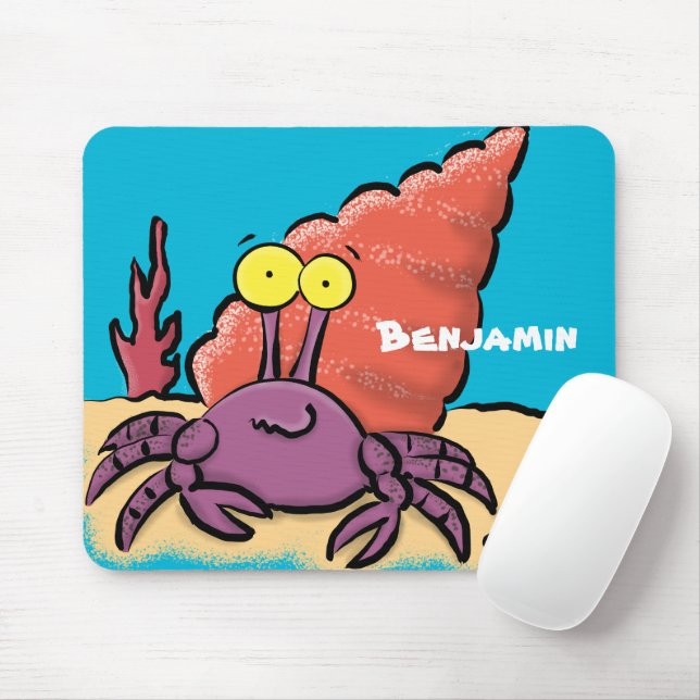Funny niedlicher lila Cartoon Einsiedlerkrabbe Mousepad (Mit Mouse)