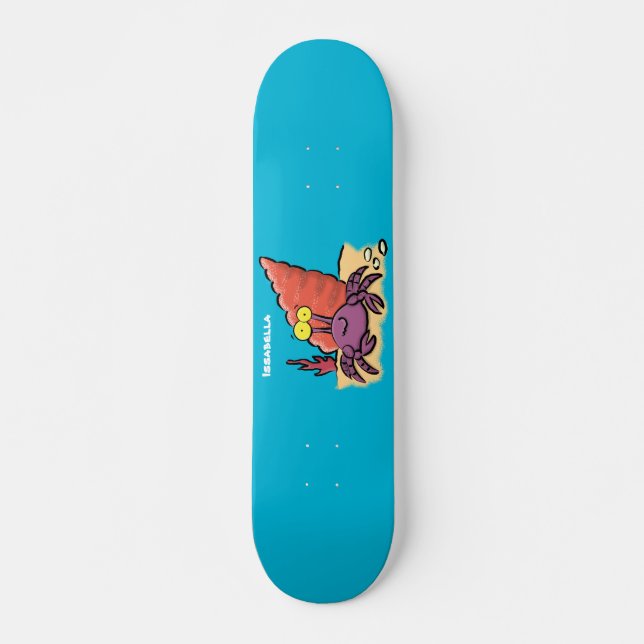 Funny niedlicher lila Cartoon Einsiedlerkrabbe Skateboard (Vorne)