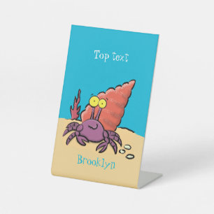 Funny niedlicher lila Cartoon Einsiedlerkrabbe Sockelschild