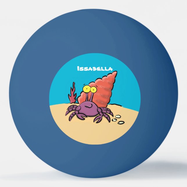 Funny niedlicher lila Cartoon Einsiedlerkrabbe Tischtennisball (Vorderseite)