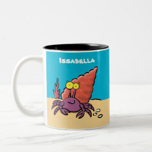 Funny niedlicher lila Cartoon Einsiedlerkrabbe Zweifarbige Tasse