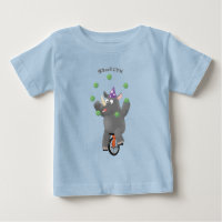 Funny niedlicher Nashorn jonglieren auf Einrad