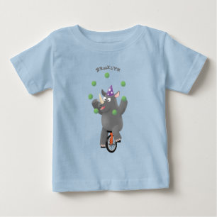 Funny niedlicher Nashorn jonglieren auf Einrad Baby T-shirt