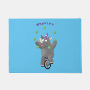 Funny niedlicher Nashorn jonglieren auf Einrad Fußmatte