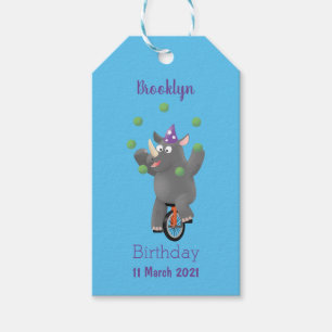 Funny niedlicher Nashorn jonglieren auf Einrad Geschenkanhänger