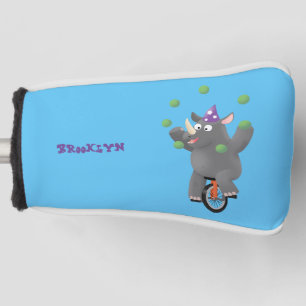 Funny niedlicher Nashorn jonglieren auf Einrad Golf Headcover