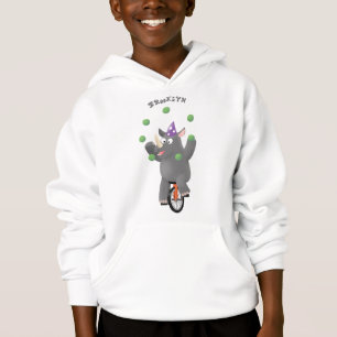 Funny niedlicher Nashorn jonglieren auf Einrad Hoodie