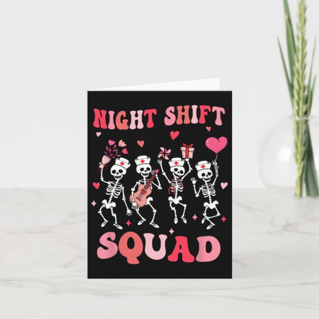 Funny Night Shift Squad Nurses Skeleton Tanz VN Karte (Vorderseite)