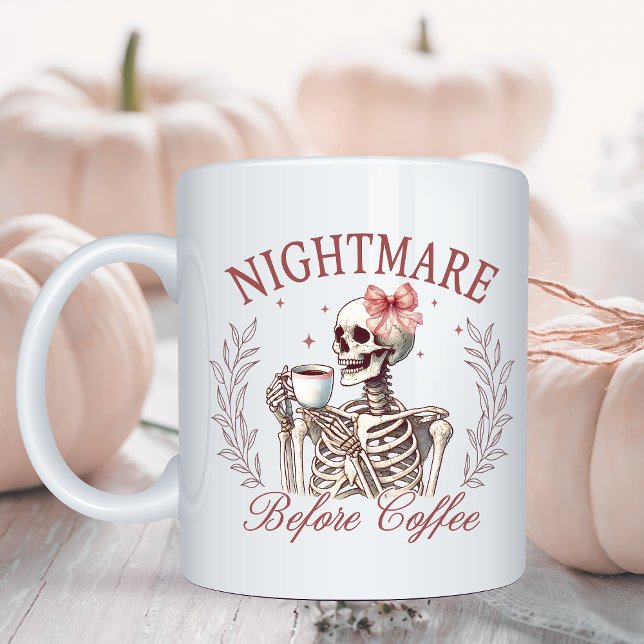Funny Nightmare Before Coffee Skelett Halloween Zweifarbige Tasse (Von Creator hochgeladen)