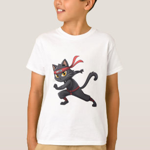 Funny Ninja Cat Cartoon Graphic Design mit Niedlic T-Shirt
