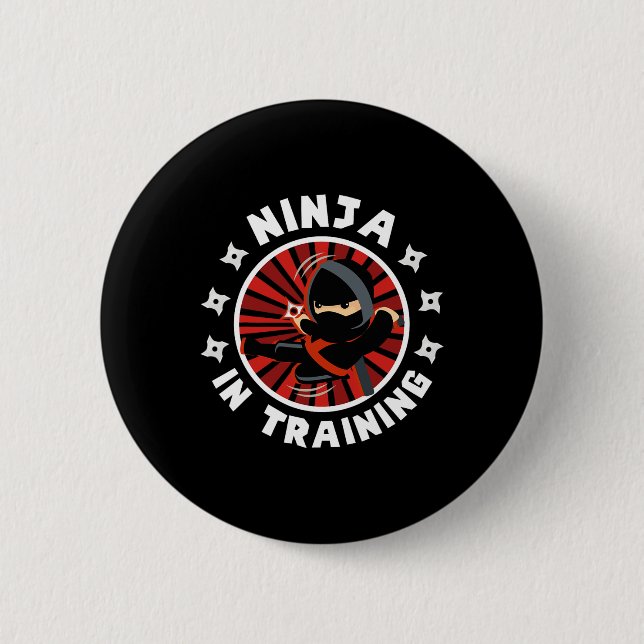 Funny Ninja im Training Karate Lover Kampfkünste Button (Vorderseite)