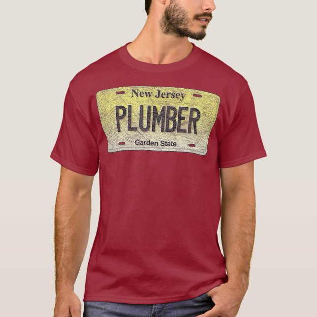 Funny NJ Staat Vanity License Plakat PLUMBER T-Shirt (Vorderseite)