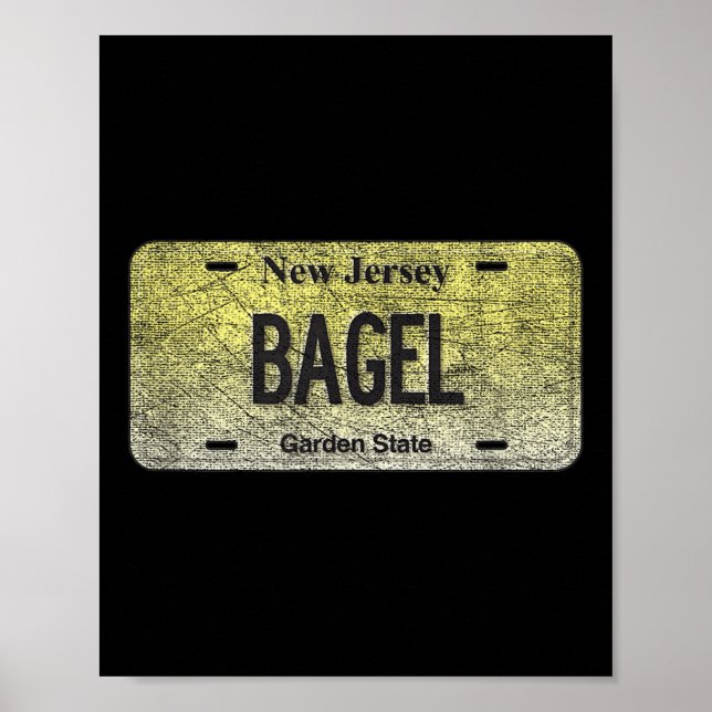 Funny Nj State Vanity License Plate Bagel  Poster (Vorne)