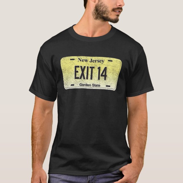 Funny NJ State Vanity License Plate EXIT 14 T-Shirt (Vorderseite)