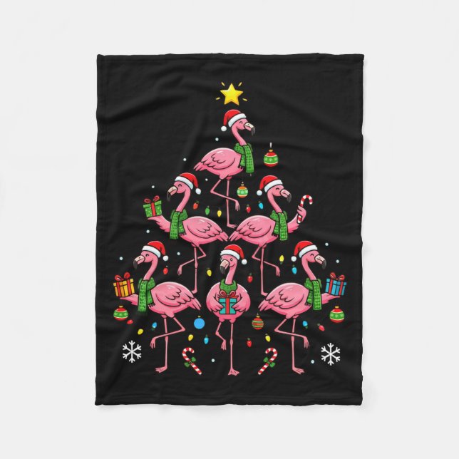 Funny Nk Flamingo Christmas Tree Santa Hats Holida Fleecedecke (Vorderseite)