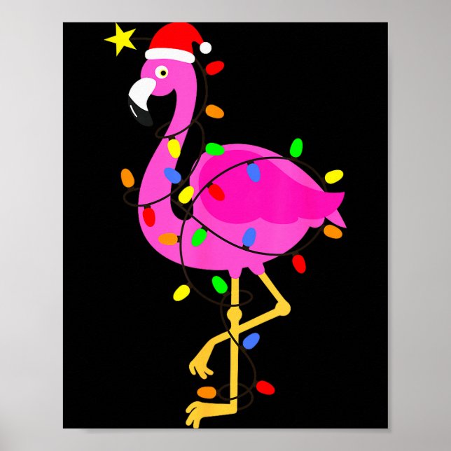 Funny Nk Flamingo In Santa Hat Christmas In July M Poster (Vorne)
