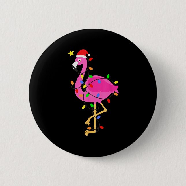 Funny Nk Flamingo In Weihnachtsmannmütze Weihnacht Button (Vorderseite)