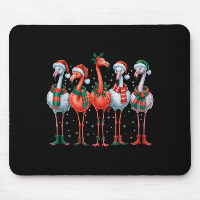 Funny Nk Flamingos Merry Christmas Tree Xmas Snowf Mousepad (Vorne)