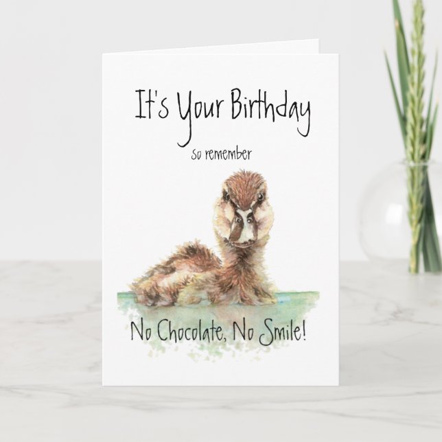 Funny, No Chocolate, No Smile, Angry Duck, Bird Karte (Vorderseite)