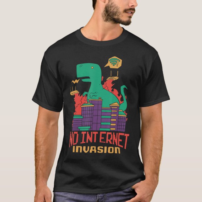 Funny NO INTERNET INVASION T-Shirt (Vorderseite)