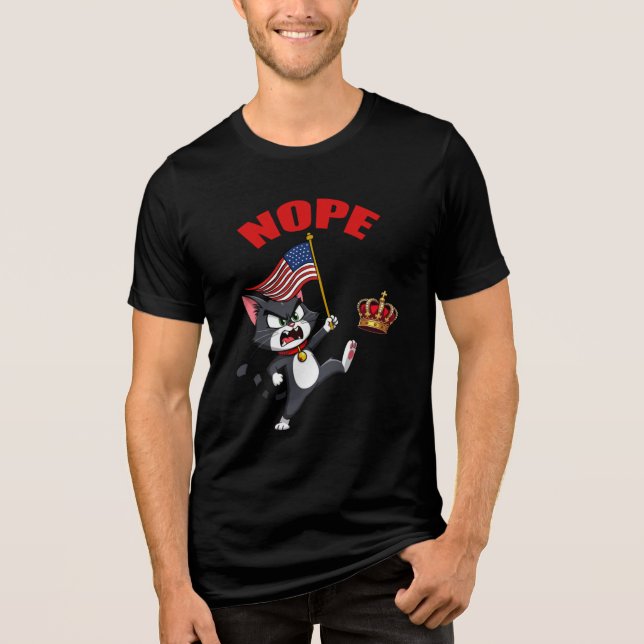Funny No Kings in America Cat Tri-Blend Shirt (Vorderseite)