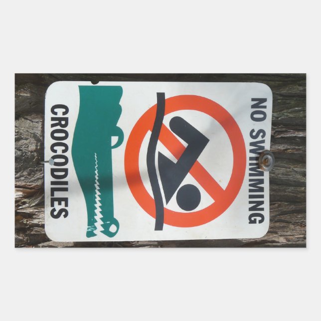 Funny NO SWIMMING Warning Sign Rechteckiger Aufkleber (Vorderseite)