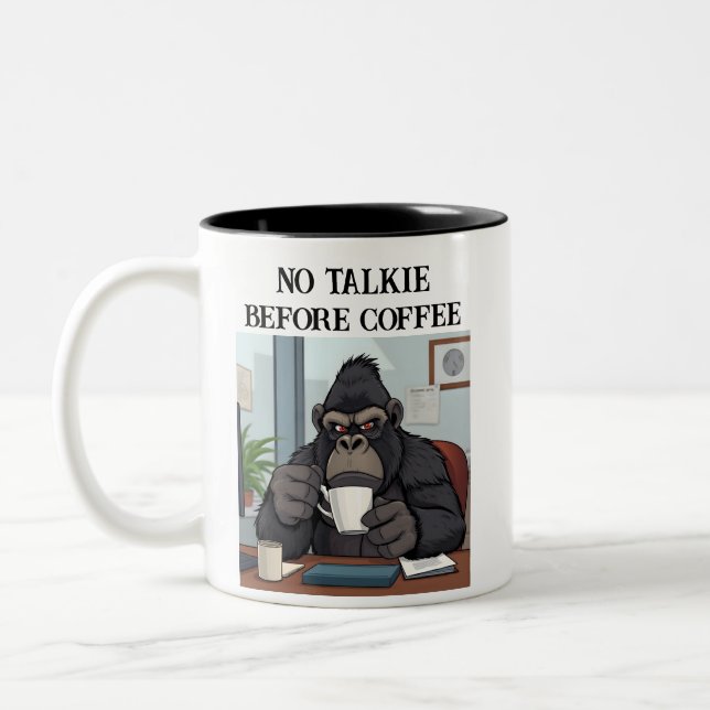 Funny No Talkie Before Coffee Gorilla Tasse (Links)