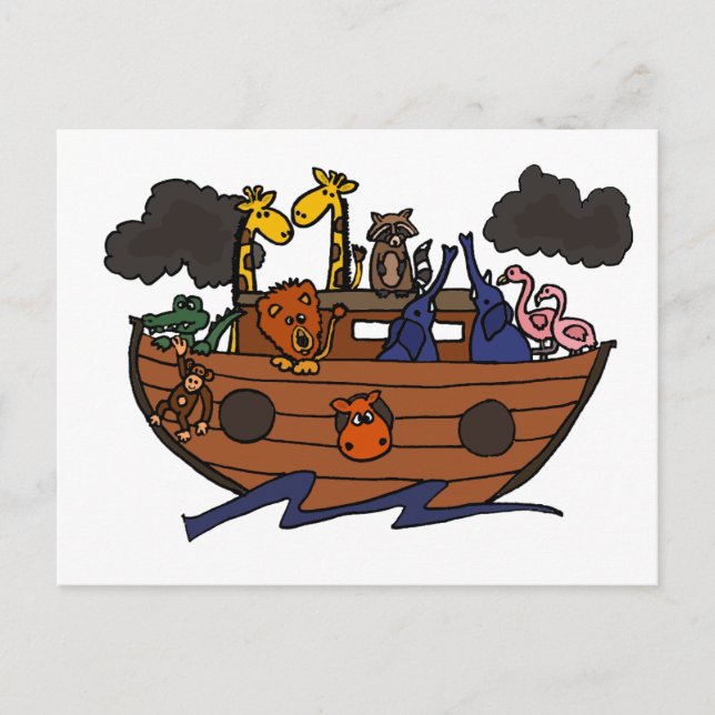 Funny Noahs Ark Cartoon Postkarte (Vorderseite)