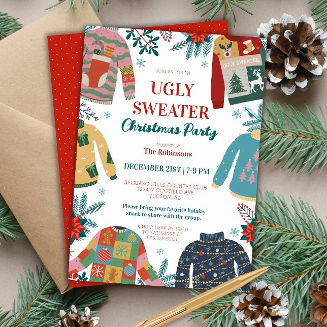 Funny Non Religiday Party Einladung (vintage holiday party invitations for work office corporate christmas party invites with retro vibes)