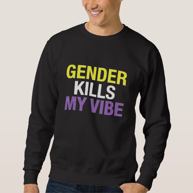 Funny Nonbinary Flag Enby Genderqueer Non-Binary Sweatshirt (Vorderseite)