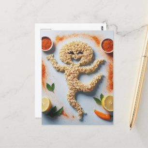 Funny Noodle Person Food Art Postkarte